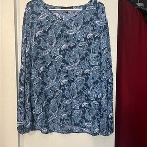 Fred David Navy Paisley Blouse